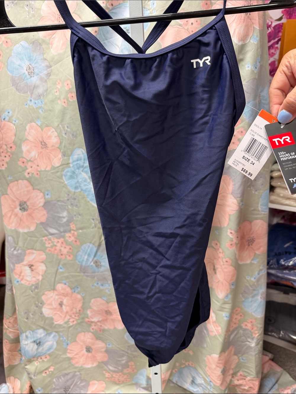 TYR Navy Blue Crossback One-Piece Swimsuit